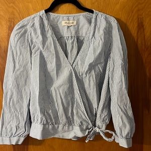 Madewell blue and white striped blouse